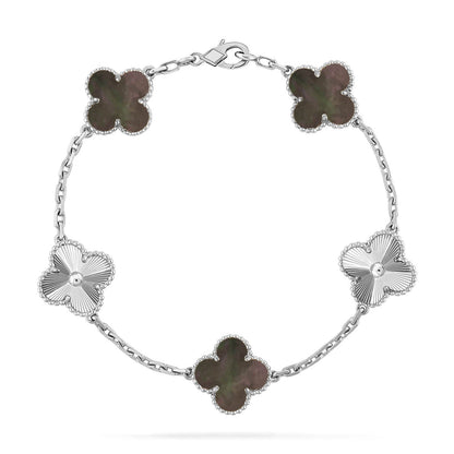 [Riva Jewelry]LUCKY CLOVER 5-MOTIF BRACELET - GREY MOTHER-OF-PEARL COLLECTION
