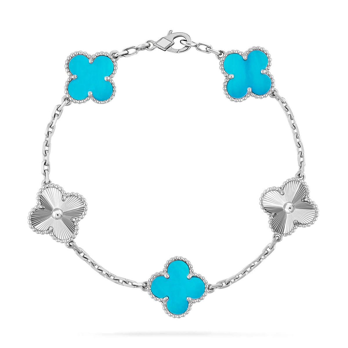 [Riva Jewelry]LUCKY CLOVER 5-MOTIF BRACELET - TURQUOISE COLLECTION