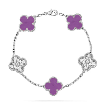 [Riva Jewelry]LUCKY CLOVER 5-MOTIF BRACELET - VIOLET COLLECTION