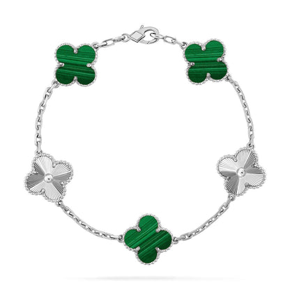 [Riva Jewelry]LUCKY CLOVER 5-MOTIF BRACELET - MALACHITE COLLECTION