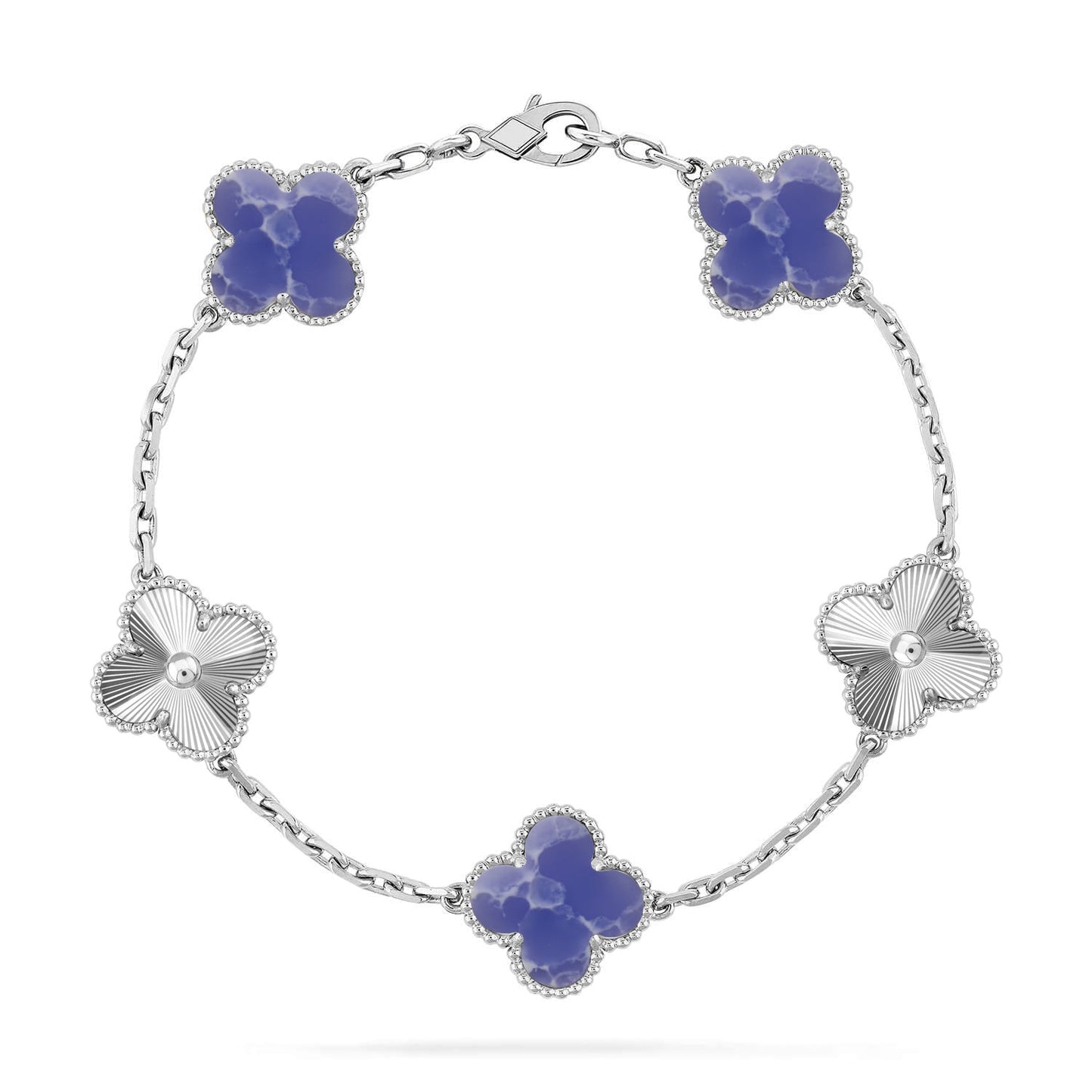 [Riva Jewelry]LUCKY CLOVER 5-MOTIF BRACELET - BLUE LARIMAR COLLECTION