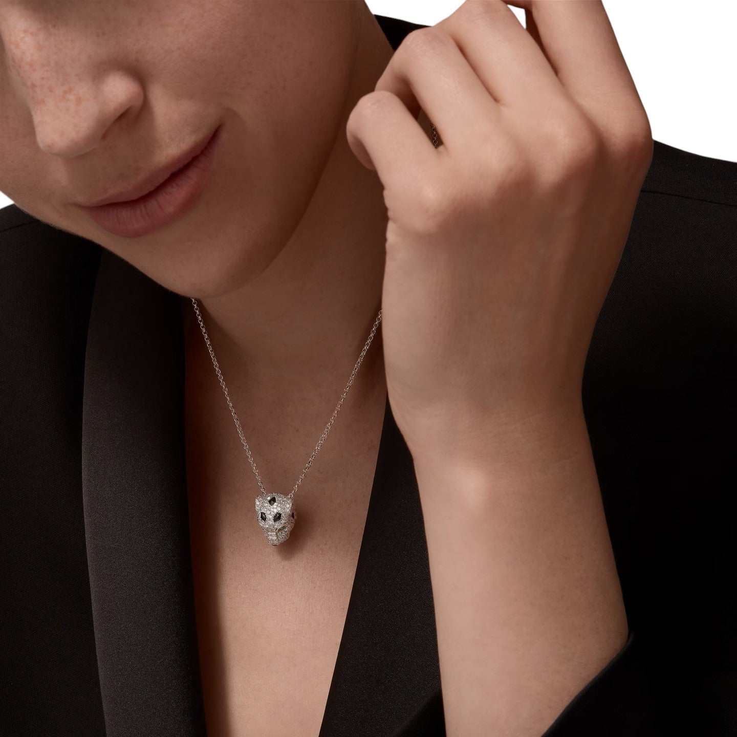 [Riva Jewelry]LEOPARD HEAD FULL PAVÉ DIAMOND PENDANT NECKLACE