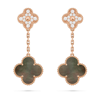 [Riva Jewelry]CLOVER DUAL-MOTIF STATEMENT STUD EARRINGS - DOUBLE-CHARM COLLECTION
