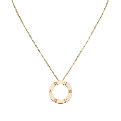 [Riva Jewelry]LOVE LARGE CIRCULAR PENDANT 3-DIAMOND NECKLACE