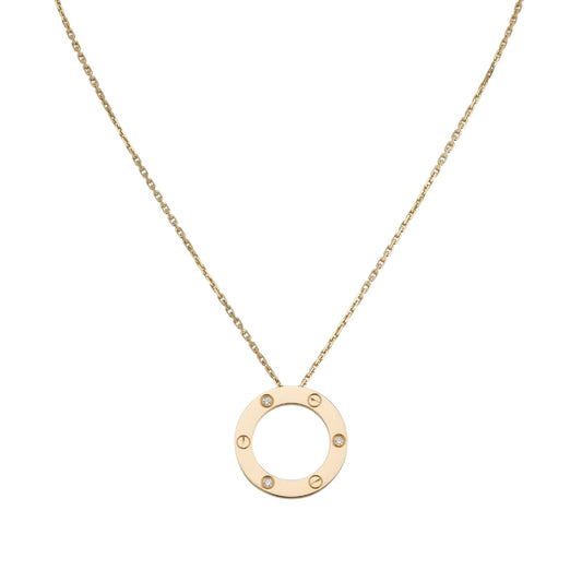 [Riva Jewelry]LOVE LARGE CIRCULAR PENDANT 3-DIAMOND NECKLACE