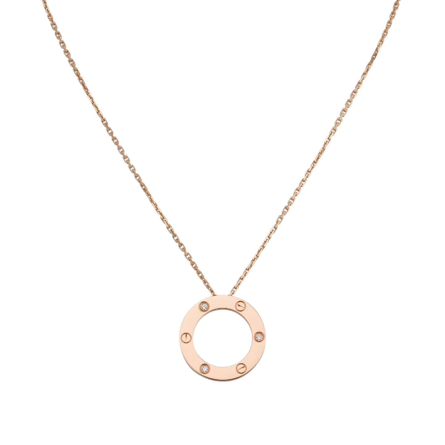 [Riva Jewelry]LOVE LARGE CIRCULAR PENDANT 3-DIAMOND NECKLACE