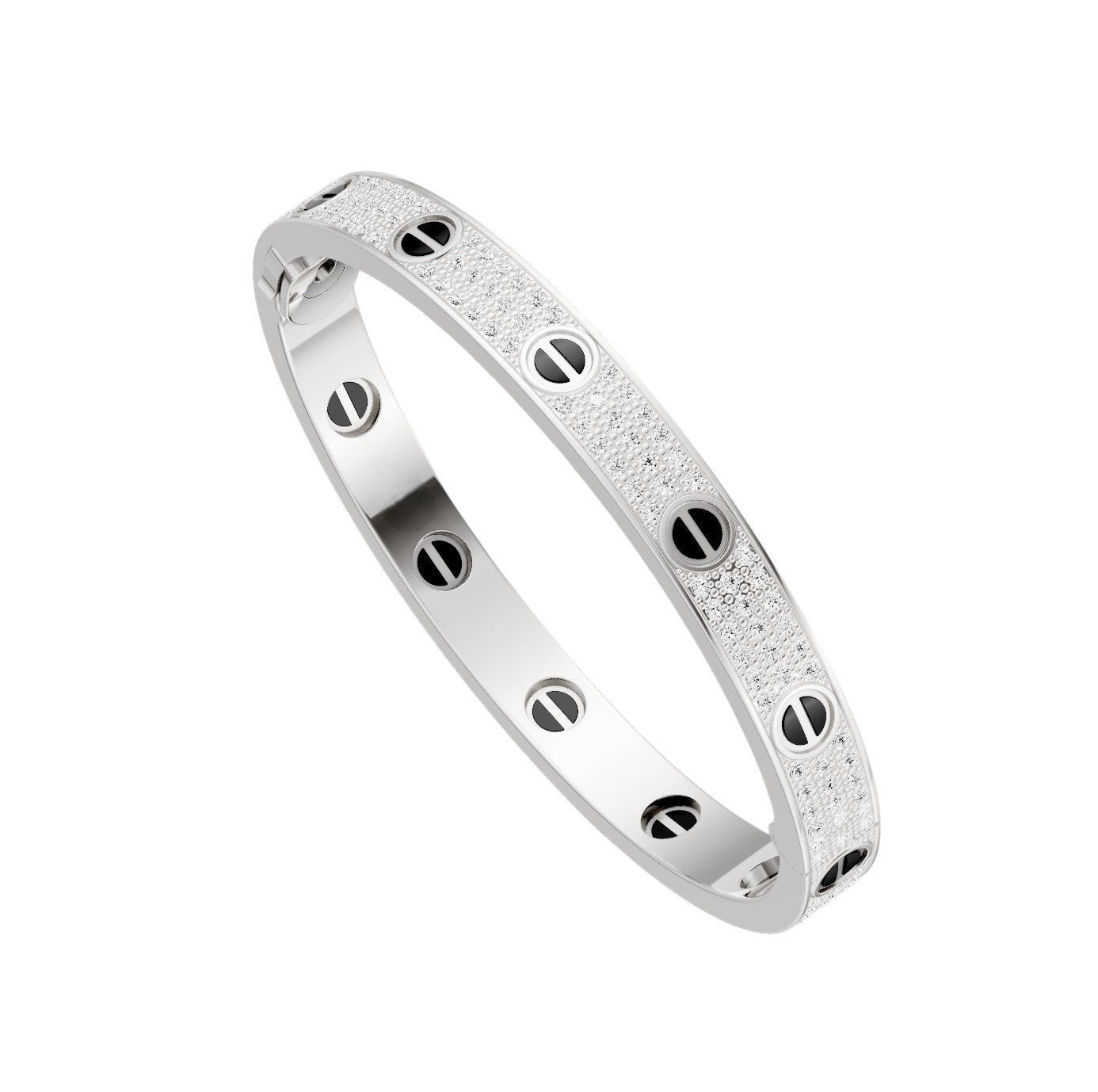 [Riva Jewelry]CLASSIC 6.1MM LOVE BANGLE - DIAMOND PAVÉ & BLACK CERAMIC