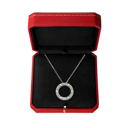 [Riva Jewelry]LOVE LARGE CIRCULAR PENDANT FULL-PAVÉ DIAMOND NECKLACE