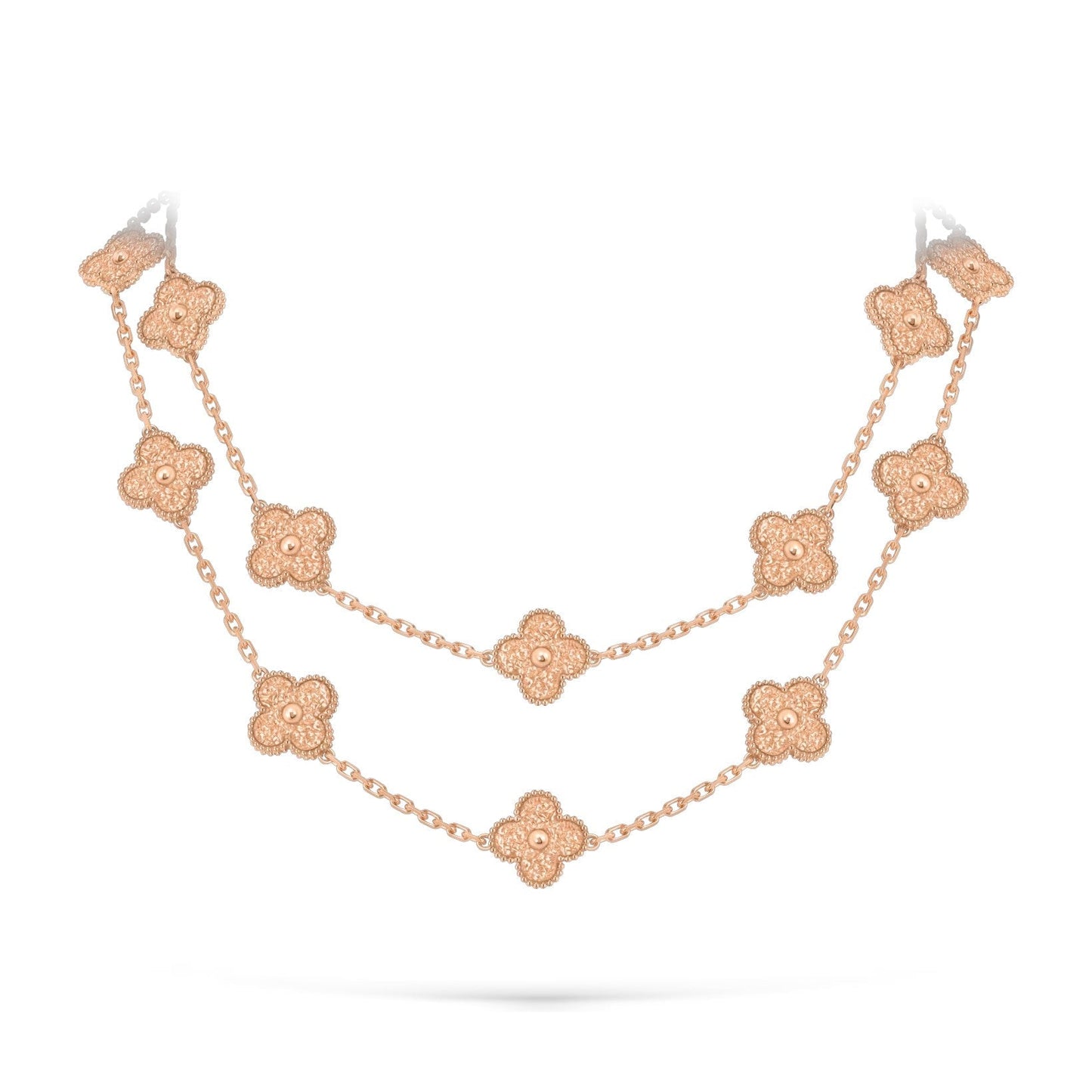 [Riva Jewelry]CLASSIC 20-MOTIF LUCKY CLOVER LONG NECKLACE ROSE GOLD COLLECTION