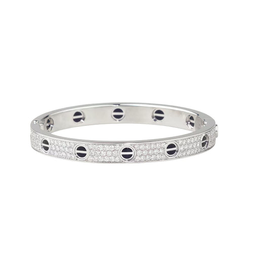 [Riva Jewelry]CLASSIC 6.1MM LOVE BANGLE - DIAMOND PAVÉ & BLACK CERAMIC