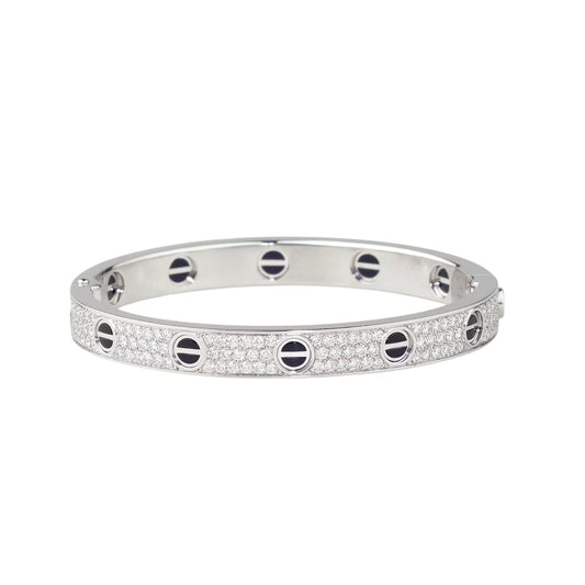 [Riva Jewelry]CLASSIC 6.1MM LOVE BANGLE - DIAMOND PAVÉ & BLACK CERAMIC