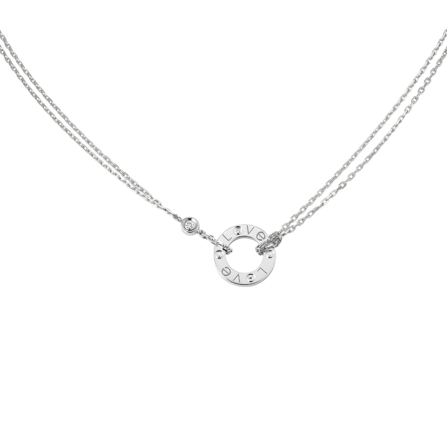 [Riva Jewelry]LOVE CIRCULAR PENDANT 2-DIAMOND NECKLACE