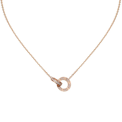 [Riva Jewelry]LOVE DOUBLE-RING PENDANT FULL-PAVÉ NECKLACE