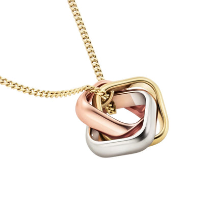 [Riva Jewelry]TRI-COLOR SQUARE RING NECKLACE