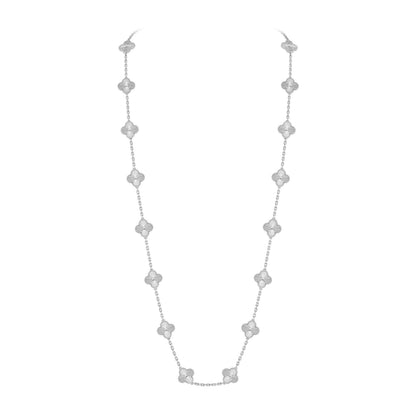 [Riva Jewelry]CLASSIC 20-MOTIF LUCKY CLOVER LONG NECKLACE WHITE GOLD COLLECTION