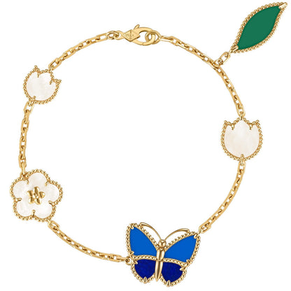 [Riva Jewelry]SPRING ENCHANTMENT BUTTERFLY & FLORAL CHARM BRACELET