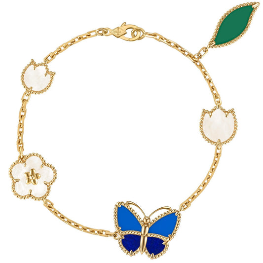 [Riva Jewelry]SPRING ENCHANTMENT BUTTERFLY & FLORAL CHARM BRACELET