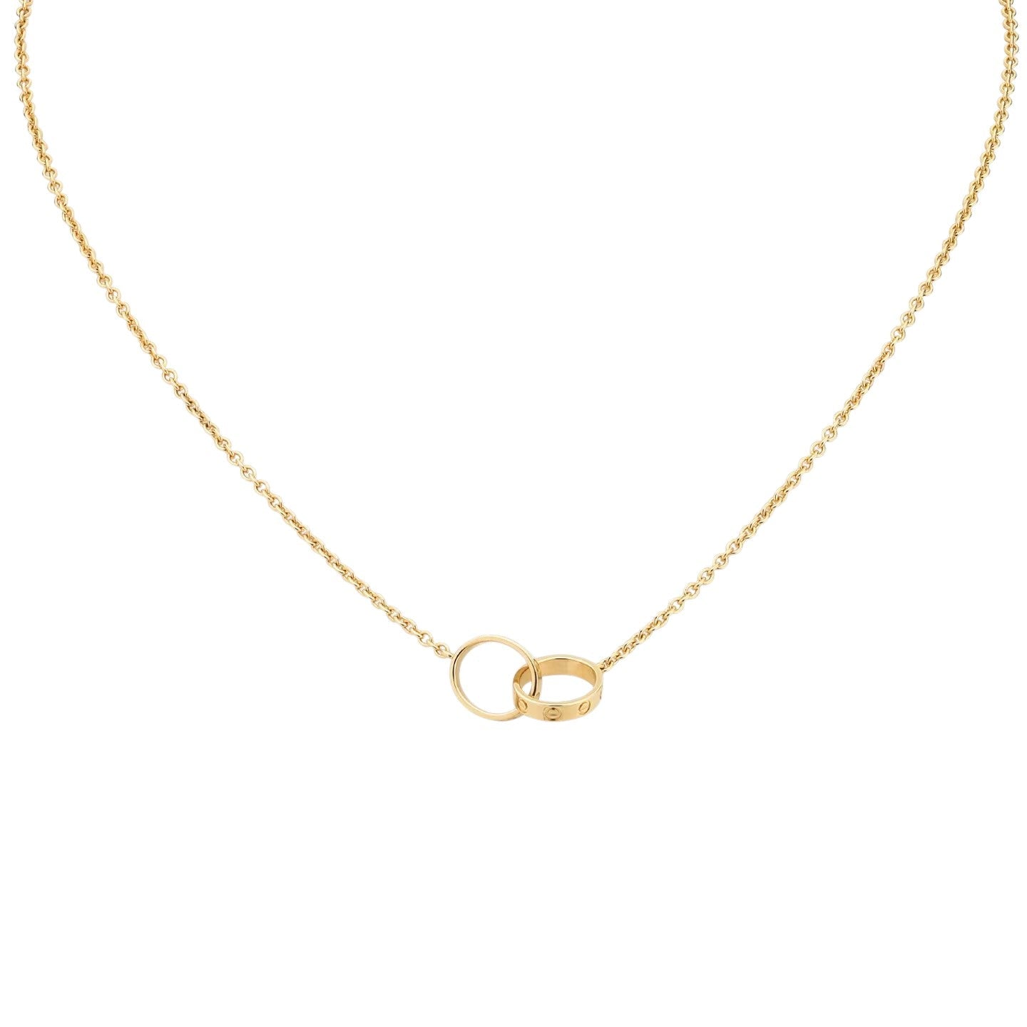 [Riva Jewelry]LOVE DOUBLE-RING INTERLOCKED NECKLACE