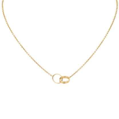 [Riva Jewelry]LOVE DOUBLE-RING INTERLOCKED NECKLACE
