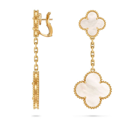 [Riva Jewelry]CLOVER DUAL-MOTIF STATEMENT STUD EARRINGS - DOUBLE-CHARM COLLECTION