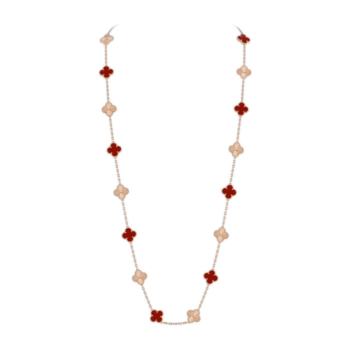 [Riva Jewelry]CLASSIC 20-MOTIF LUCKY CLOVER LONG NECKLACE ROSE GOLD COLLECTION