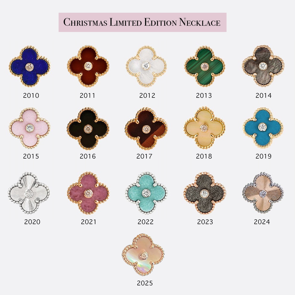 [Riva Jewelry]LIMITED EDITION CHRISTMAS CLOVER FLOWER NECKLACE - 15MM ANNUAL COLLECTIBLE PENDANT