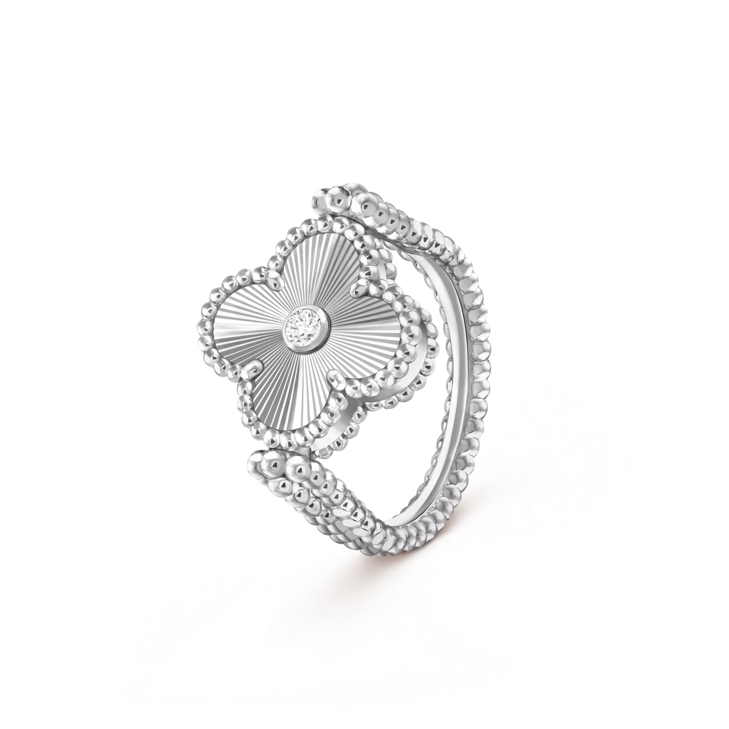 [Riva Jewelry]LUCKY CLOVER WHITE GOLD REVERSIBLE RING