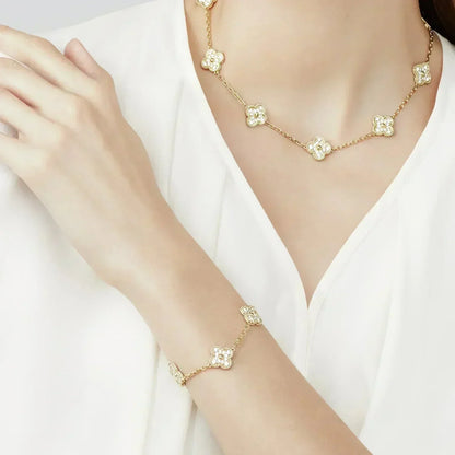 [Riva Jewelry]LUCKY CLOVER 5-MOTIF BRACELET - FULL-DIAMOND
