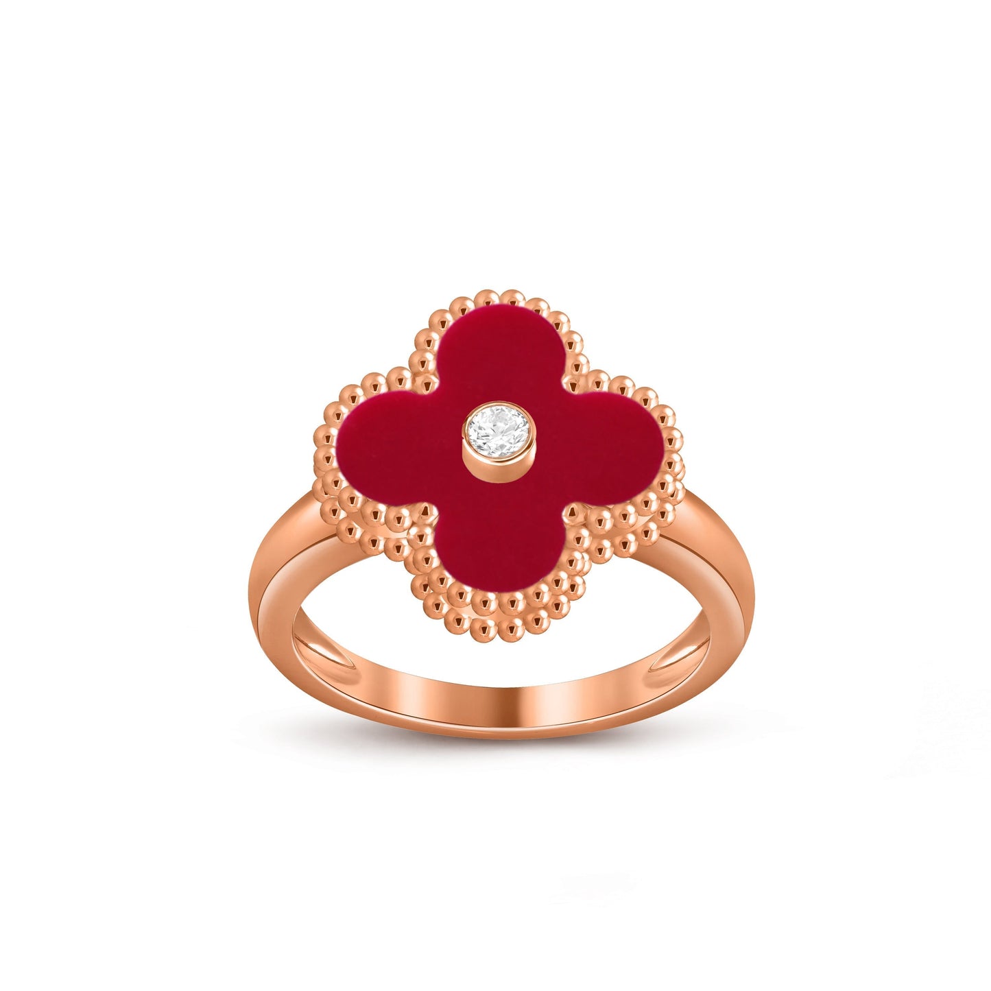 [Riva Jewelry]LUCKY CLOVER DIAMOND-ACCENT ROSE GOLD RING COLLECTION