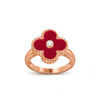 [Riva Jewelry]LUCKY CLOVER DIAMOND-ACCENT ROSE GOLD RING COLLECTION