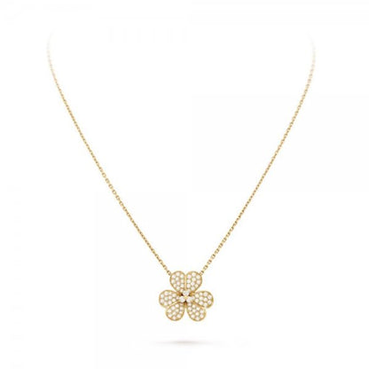 [Riva Jewelry]PAVÉ DIAMOND FLOWER CHARM NECKLACE