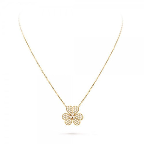 [Riva Jewelry]PAVÉ DIAMOND FLOWER CHARM NECKLACE