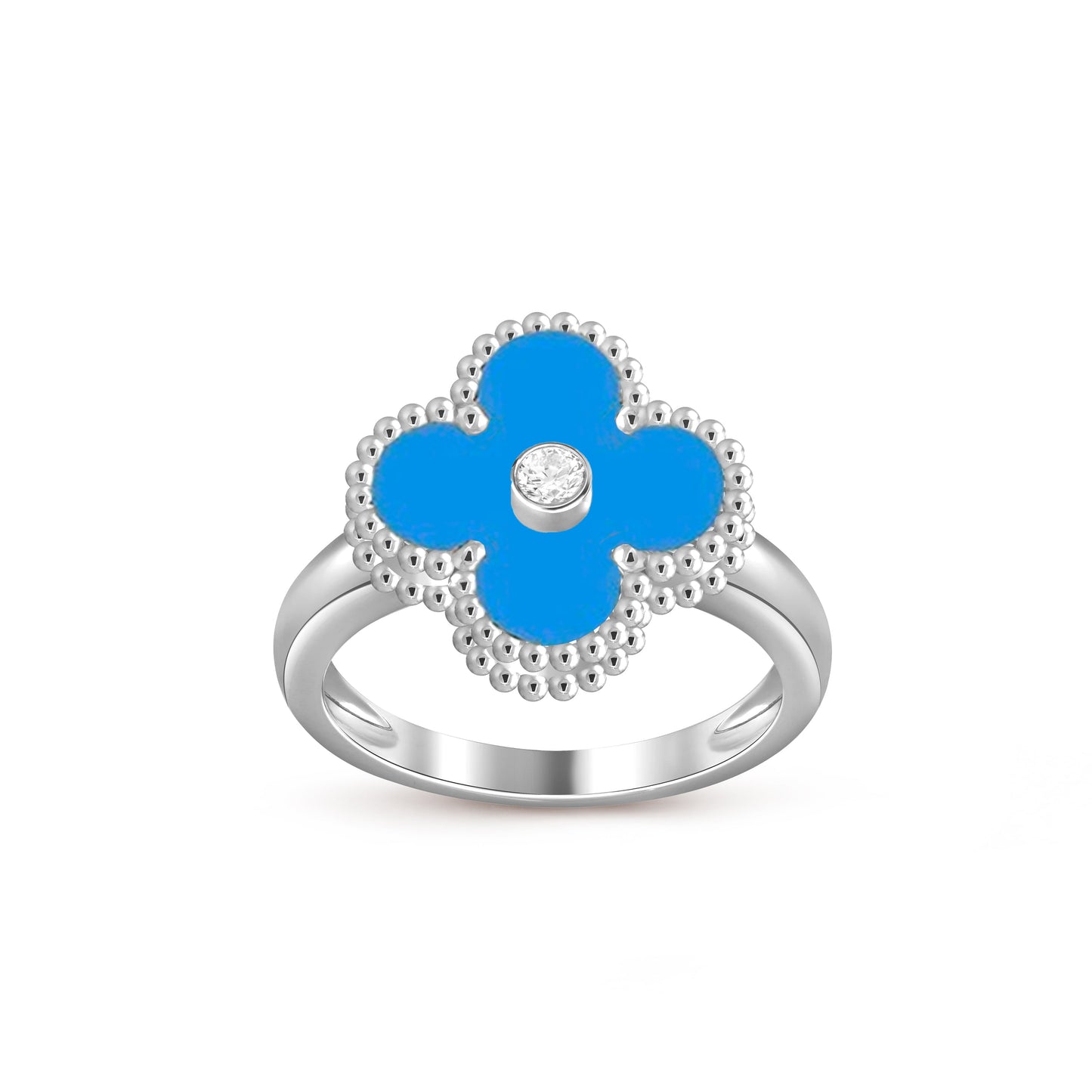 [Riva Jewelry]LUCKY CLOVER DIAMOND-ACCENT WHITE GOLD RING COLLECTION