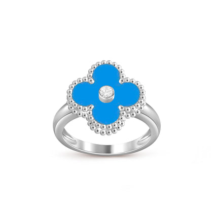 [Riva Jewelry]LUCKY CLOVER DIAMOND-ACCENT WHITE GOLD RING COLLECTION