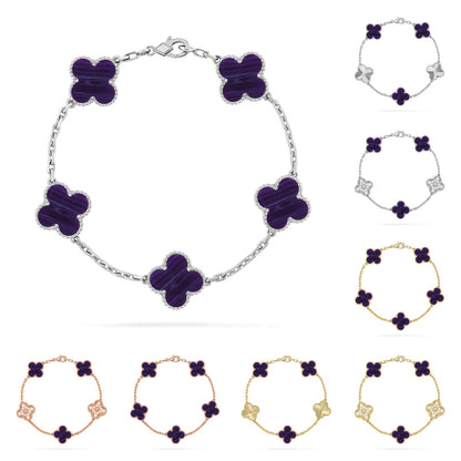[Riva Jewelry]LUCKY CLOVER 5-MOTIF BRACELET - CHAROITE COLLECTION