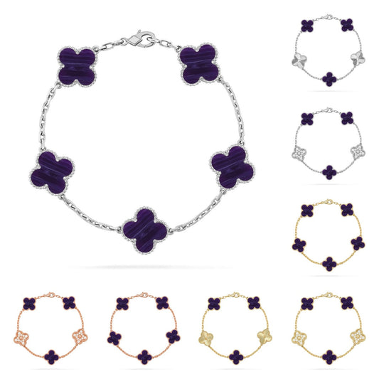 [Riva Jewelry]LUCKY CLOVER 5-MOTIF BRACELET - CHAROITE COLLECTION