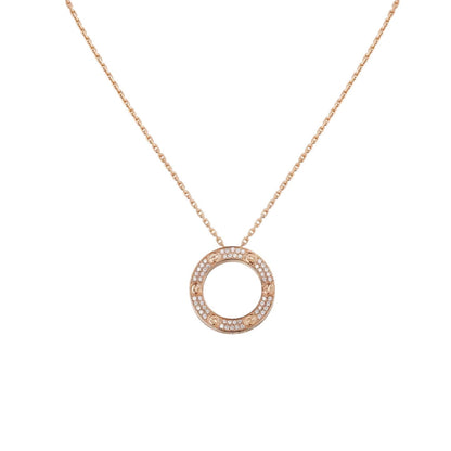 [Riva Jewelry]LOVE LARGE CIRCULAR PENDANT FULL-PAVÉ DIAMOND NECKLACE