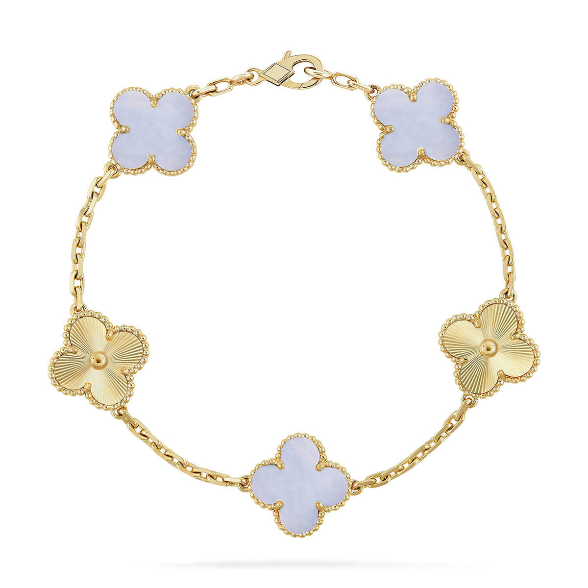 [Riva Jewelry]LUCKY CLOVER 5-MOTIF BRACELET - PURPLE CHALCEDONY COLLECTION
