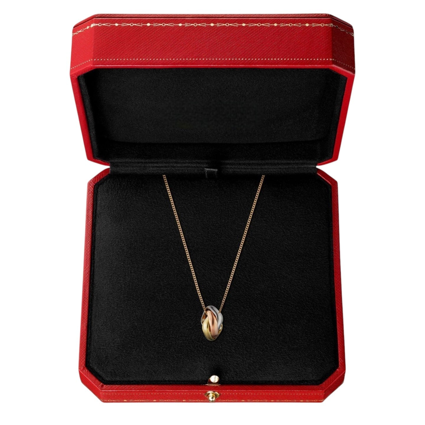 [Riva Jewelry]TRI-COLOR SQUARE RING NECKLACE