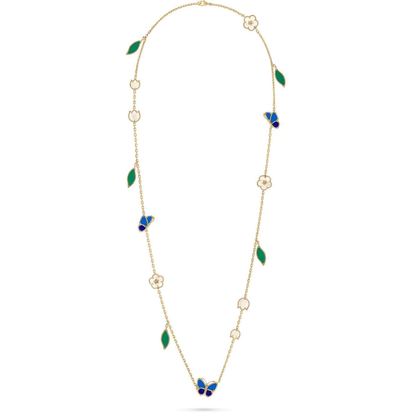 [Riva Jewelry]LUCKY SPRING BUTTERFLY & FLOWER STATEMENT NECKLACE - 15-MOTIF FLORAL DESIGN