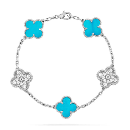 [Riva Jewelry]LUCKY CLOVER 5-MOTIF BRACELET - TURQUOISE COLLECTION
