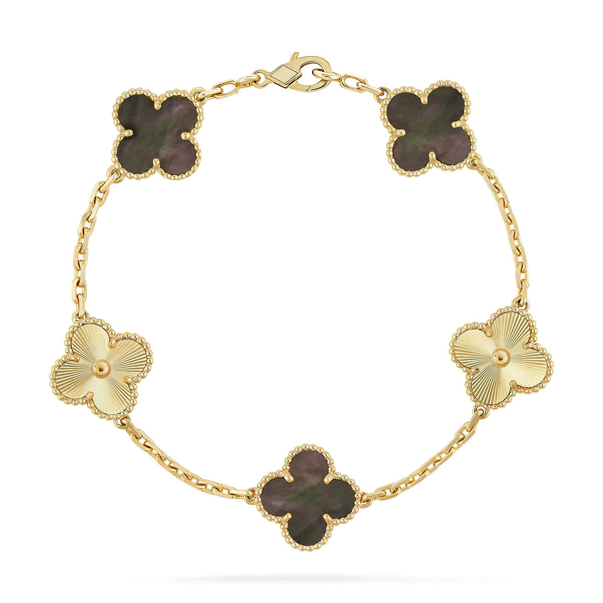 [Riva Jewelry]LUCKY CLOVER 5-MOTIF BRACELET - GREY MOTHER-OF-PEARL COLLECTION