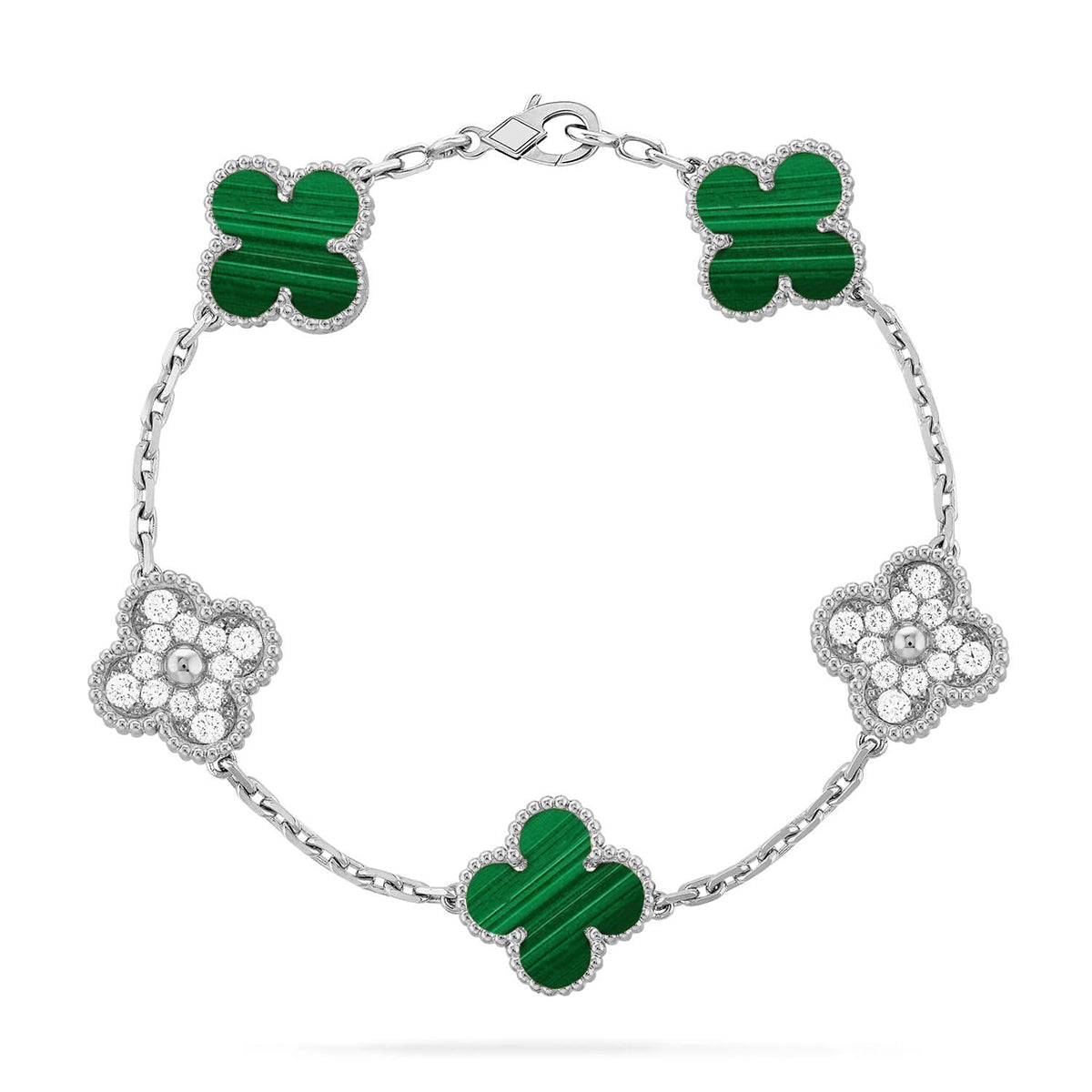 [Riva Jewelry]LUCKY CLOVER 5-MOTIF BRACELET - MALACHITE COLLECTION
