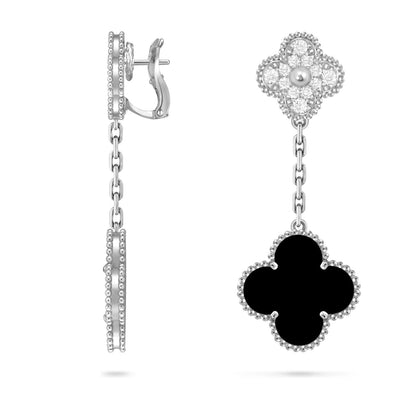 [Riva Jewelry]CLOVER DUAL-MOTIF STATEMENT STUD EARRINGS - DOUBLE-CHARM COLLECTION