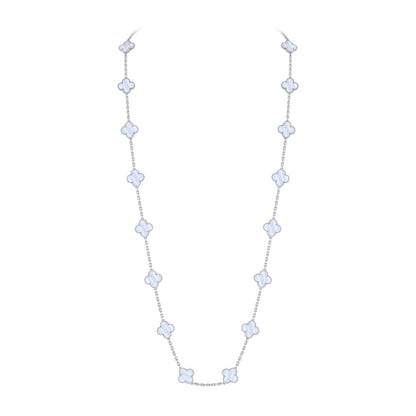 [Riva Jewelry]CLASSIC 20-MOTIF LUCKY CLOVER LONG NECKLACE WHITE GOLD COLLECTION
