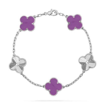 [Riva Jewelry]LUCKY CLOVER 5-MOTIF BRACELET - VIOLET COLLECTION