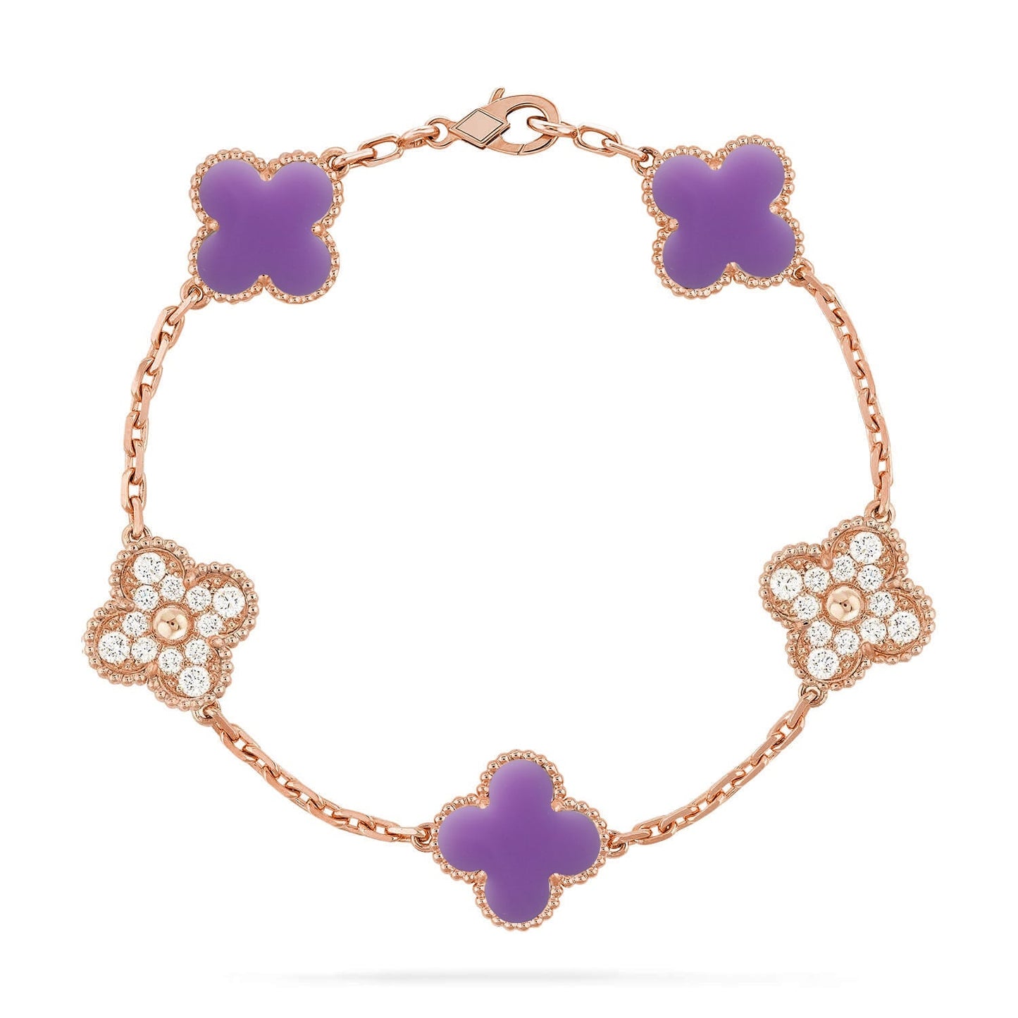 [Riva Jewelry]LUCKY CLOVER 5-MOTIF BRACELET - LAVENDER COLLECTION