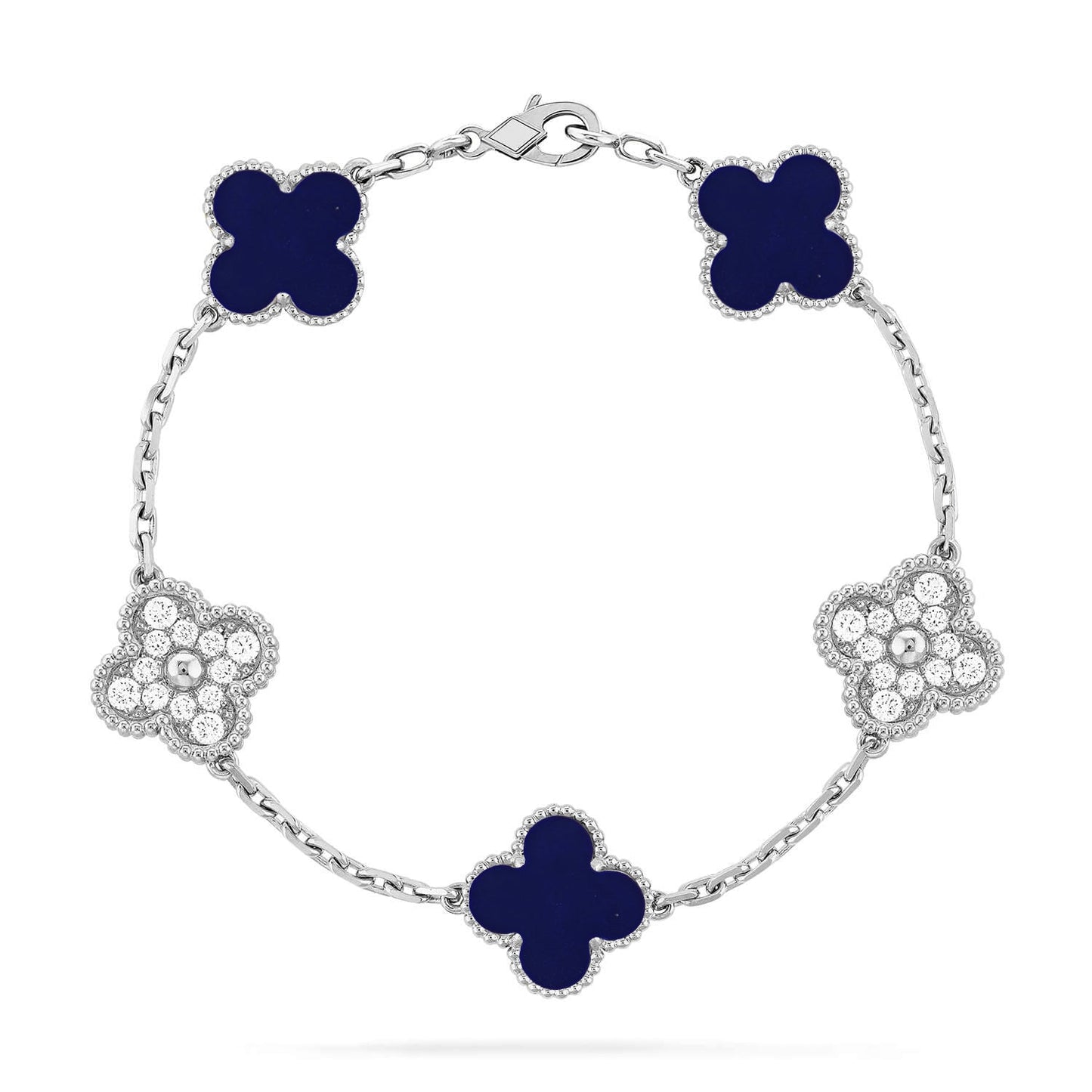 [Riva Jewelry]LUCKY CLOVER 5-MOTIF BRACELET - LAPIS LAZULI COLLECTION