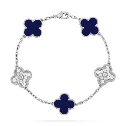 [Riva Jewelry]LUCKY CLOVER 5-MOTIF BRACELET - LAPIS LAZULI COLLECTION