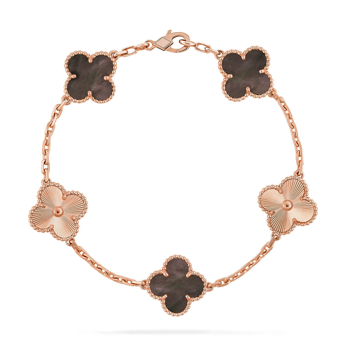 [Riva Jewelry]LUCKY CLOVER 5-MOTIF BRACELET - GREY MOTHER-OF-PEARL COLLECTION